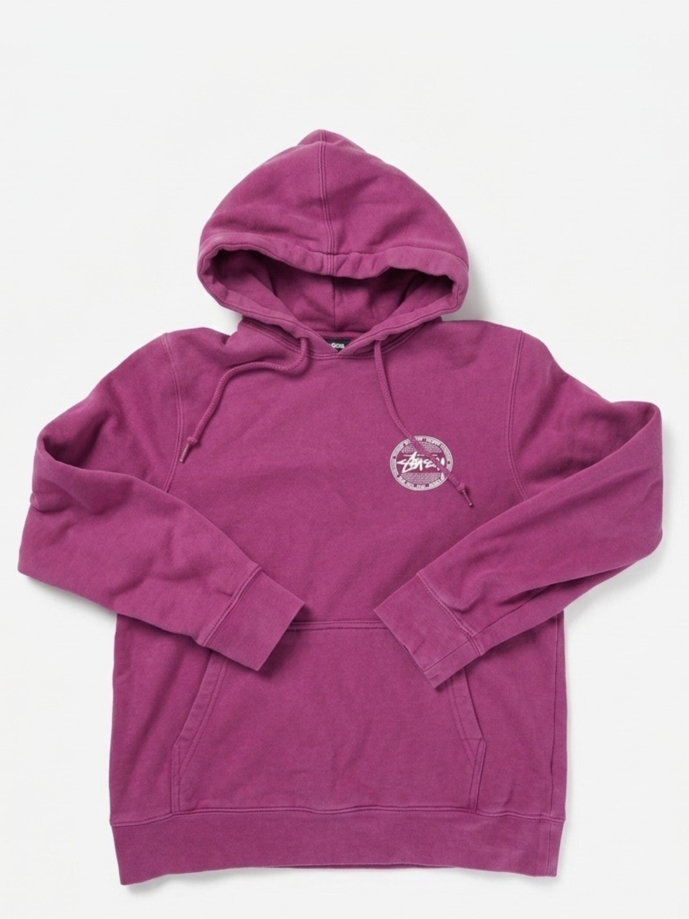 Authentic Stüssy Designs Roots Reggae Surf Dot Logo Hoodie Magenta S
